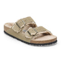 BIRKENSTOCK ARIZONA SHEARLING SUEDE TAUPE KARVAVUORILLISET MOKKASANDAALIT