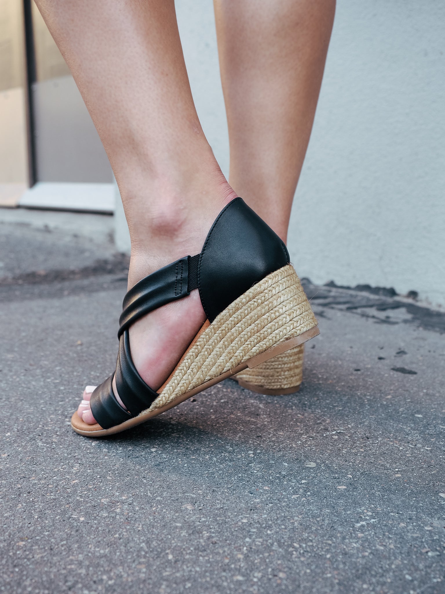 SLC Isabel Soft Black Wedge Sandals - Main Image